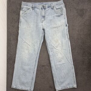 Y2K faded glory denim baggy jeans size 40x32 carpenters straight leg blue pants